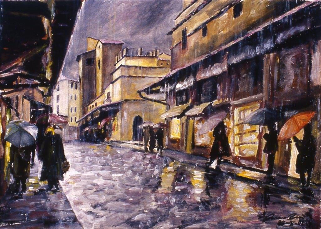Pioggia sul Ponte Vecchio